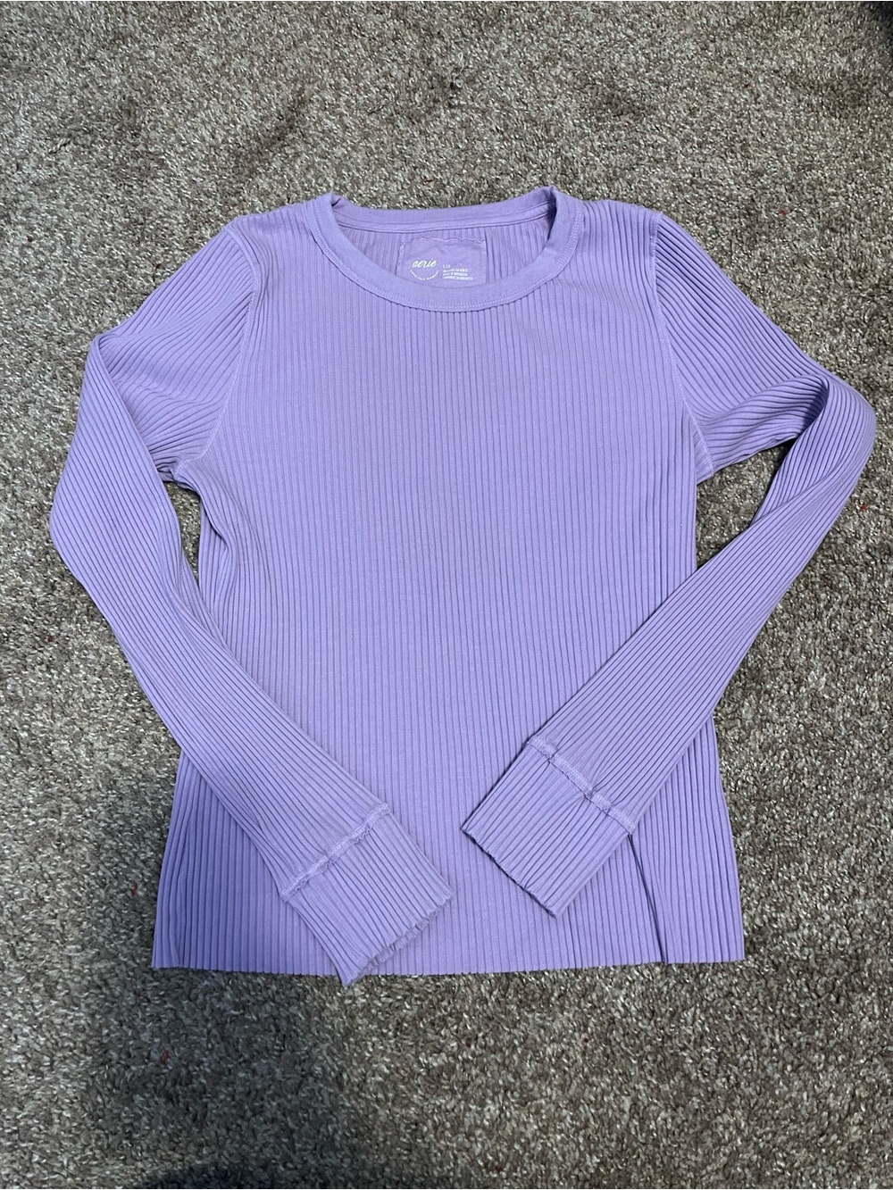 Aerie Lavender Ribbed Long-Sleeve Top